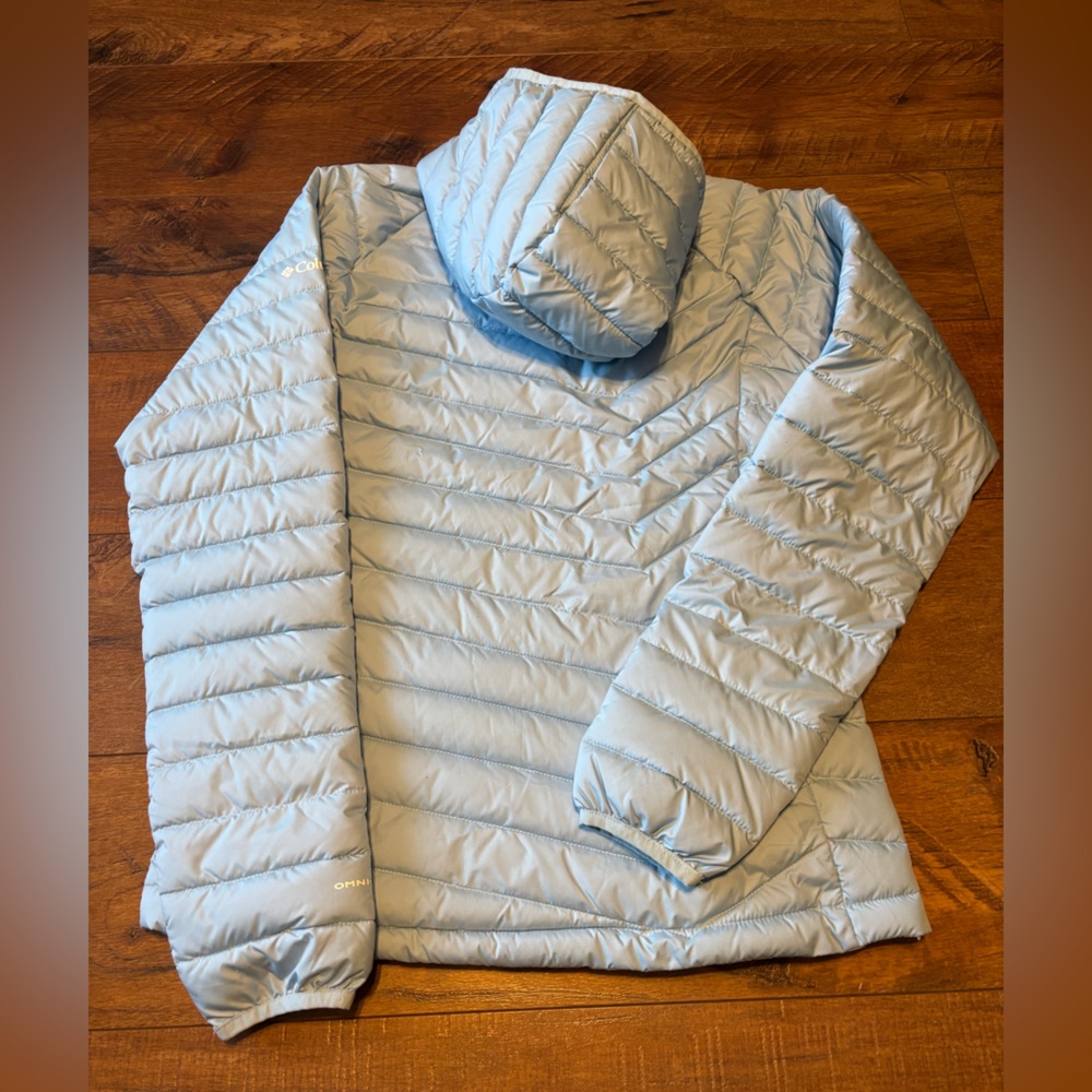 NWT Columbia Powder Lite Hooded Jacket Light Blue Color Size S - Picture 6 of 7